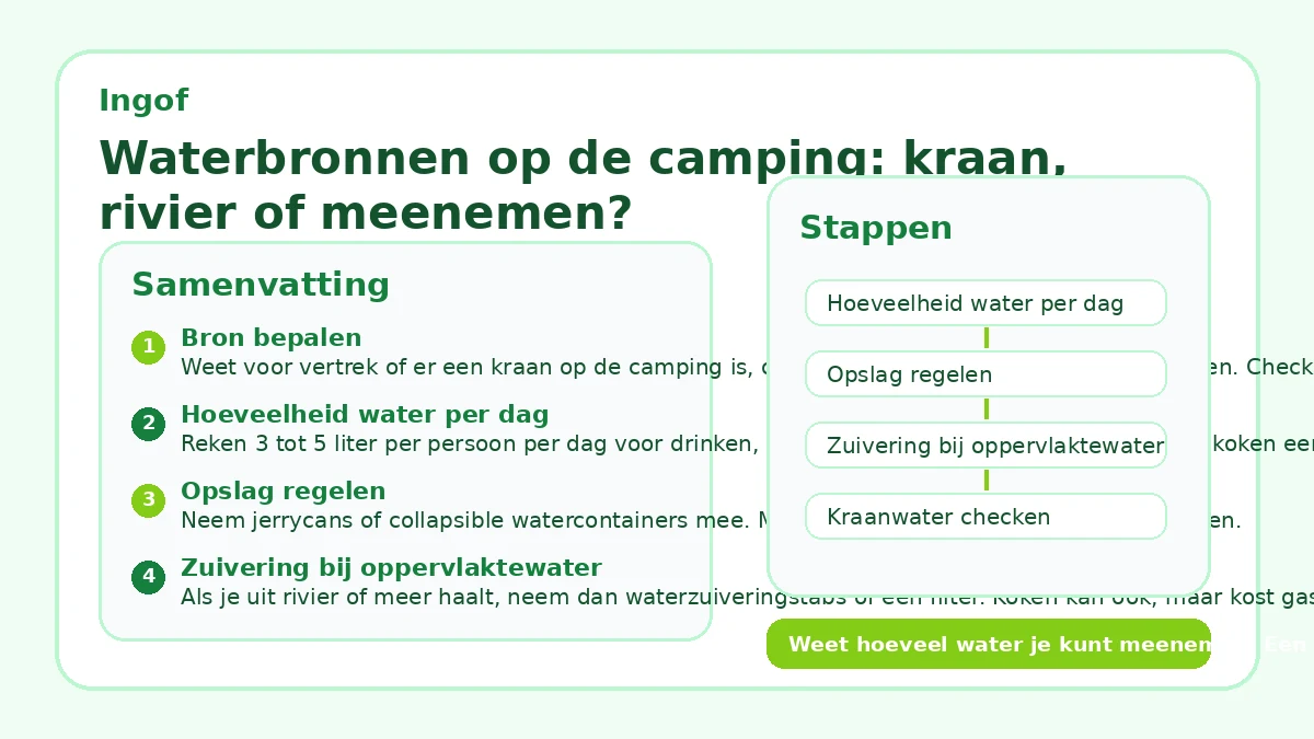 Waterbronnen op de camping: kraan, rivier of meenemen?